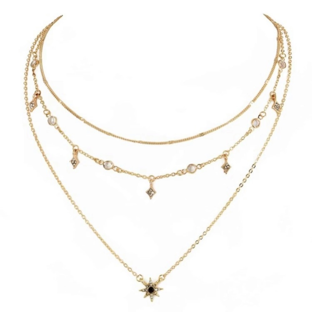 3/$35 RESTOCKED Layered Star Rhinestone Necklace - Picture 2 of 4